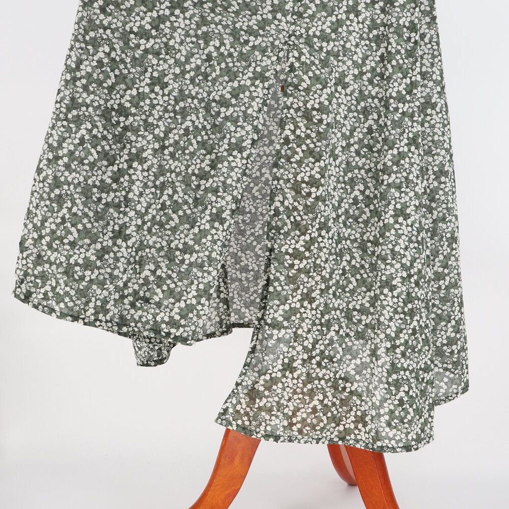 Apiece Apart Deep Sage Floral Marietta Midi Dress Size XS - Picture 6 of 8